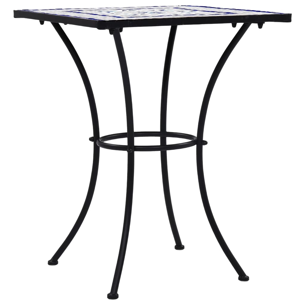 Mosaik-Bistrotisch Blau und Weiss 60 cm Keramik
